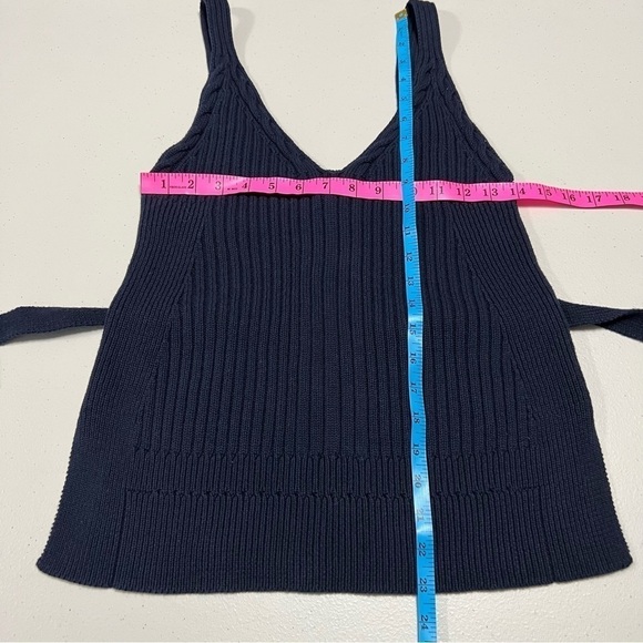 ANTHROPOLOGIE Moth Navy Blue Belted Knitted Sweater Tank - Picture 8 of 9
